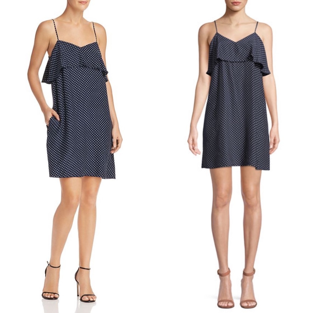 ATM Anthony Thomas Melillo polka dot 100% silk flounce dress size L
